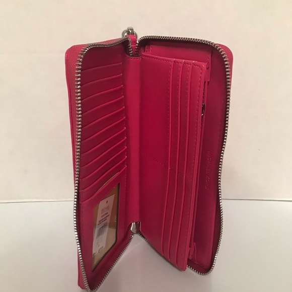 NWT Michael Kors Women's Large Quilted Vegan Leather Zip Around Wallet Pink - Picture 10 of 13